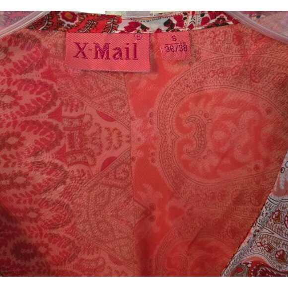 X-Mail Red Paisley Sleeveless Blouse Women's Small Layered Tunic Tank Top - Picture 7 of 7